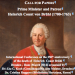Appel à communication : « Prime Minister and Patron : Heinrich Count von Brühl (1700-1763) »