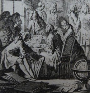 Cochin frontispice cat vente Quentin Lorangère 1744, vente amateurs