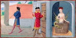 Mélusine, enluminure du roman de Mélusine par Jean d'Arras, 1450-1500, ms, Paris, BNF