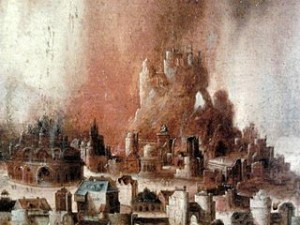 Henrri met de Bles, L'Incendie de Sodome, 1530, Musée de Varsovie