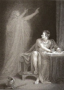 Richard Westall,  Jules César, Acte 4 Scene 3. Le fantôme de César apparaît à Brutus, 1802