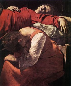 Michelangelo Merisi da Caravaggio, La Mort de la Vierge (détail)