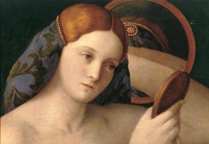 Giovanni Bellini, Jeune femme devant un miroir (détail), 1515, Kunsthistorisches Museum, Vienne