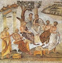 L’Académie de Platon, Mosaïque romaine retrouvée à Pompéi
