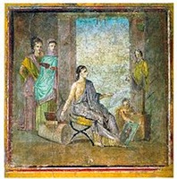 La femme peintre, fresque de Pompéi, vers 50, Naples, Museo Archeologico Nazionale di Napoli