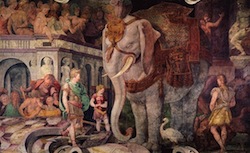 Rosso Fiorentino, L’éléphant fleurdelisé, fresque, 1534-1536, Fontainebleau, Chateau
