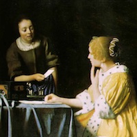 Jan Vermeer, La servante et sa maîtresse, détail, 1666, Frick Collection