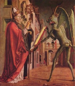 Michael Pacher, Saint Wolfgang et le diable (détail d'un retable)