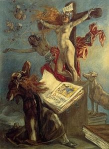 Félicien Rops, La Tentation de Saint-Antoine, 1878 (pastel de la série Les Sataniques, Bibliothèque royale de Belgique)
