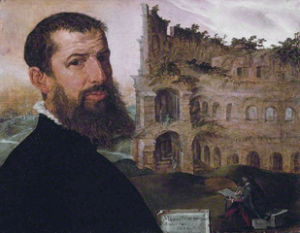 Maerten van Heemskerck, Autoportrait avec le Colisée, 1553, Cambridge