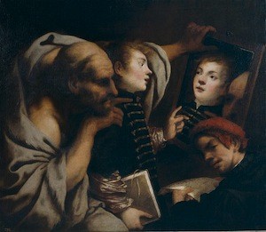 Pietro della Vecchia, Socrate et deux étudiants, XVIIe siècle, Madrid, Prado
