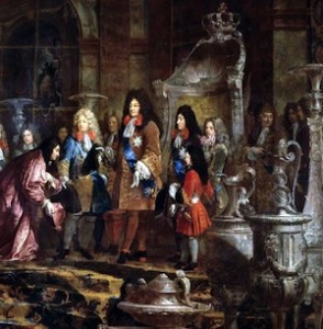 Claude‑Guy Hallé, Réparation faite à Louis XIV par le doge de Gênes, le 15 mai 1685 (détail), 1710. Versailles