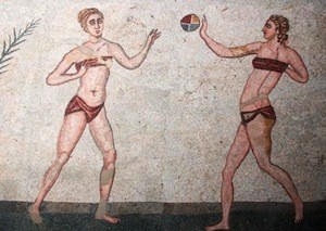 Mosaïque romaine, "Femmes en bikini", Sicile, Villa Romana del Casale