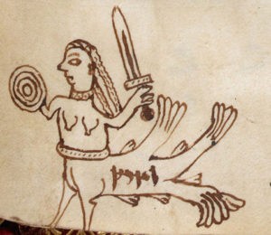 'Armed hybrid'. BL, MS Harley 5648, f.13v